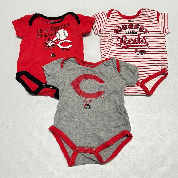 Majestic Other - 3x Boys CINCINNATI REDS Onesies sz 3-6M